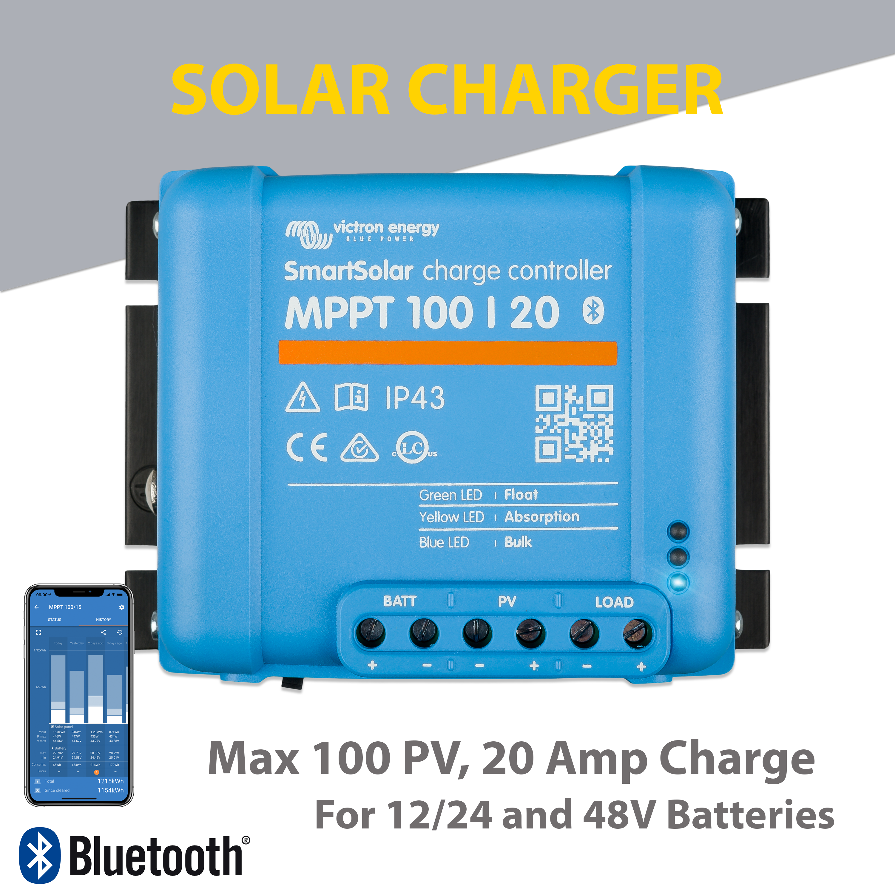 Victron Energy - SmartSolar MPPT 100/20 (up to 48V) - Frankensolar Shop